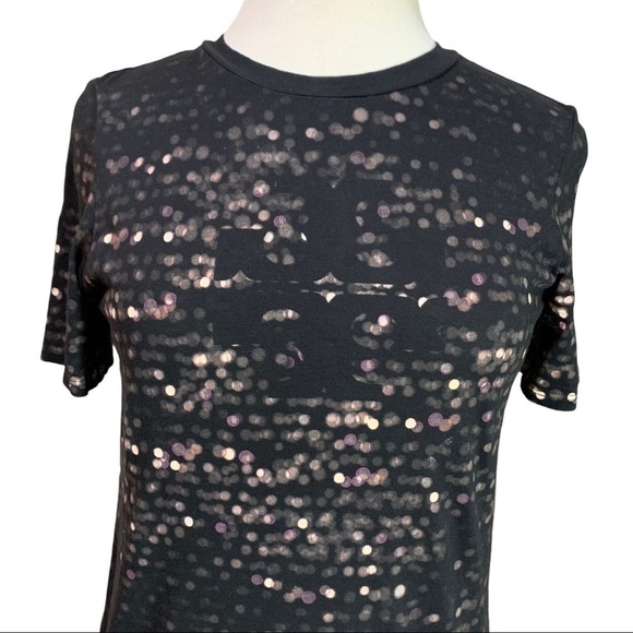 Tory Burch Black Logo Multicolored Graphic Tee XS - Picture 2 of 6